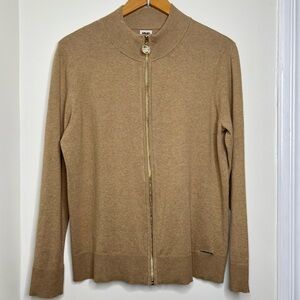 Anne Klein Light Brown Tan Zip Up Cardigan Sweater Women’s XL Career Wear